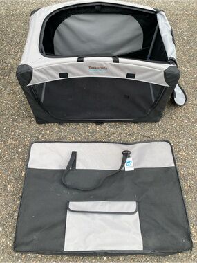 Essentials Gray and Black Pet Playpen Tote 28” x19”